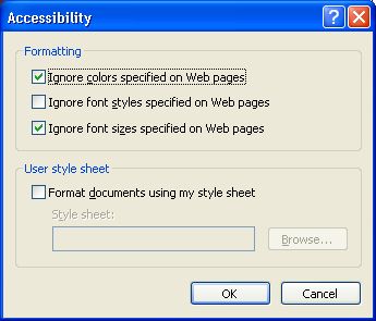 The Accessibility dialog box